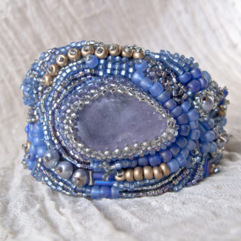 Jewels of the Sea - Amethyst, Freshwater Pearls, and Japanese Seeds Bracelet.