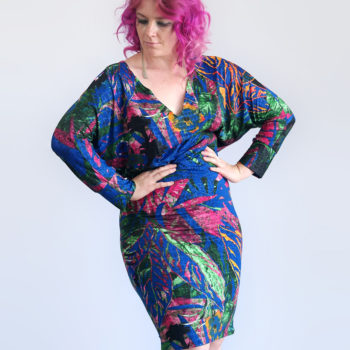 Hot Are the Dark Tropical Nights. Blue Tropical Kimono Dress. Size L-XL