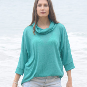 Turquoise Silky Kimono Beach Sweater. Size M-XL