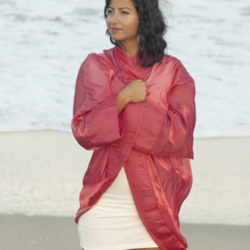 Bright Red Shiny Soft Silky Kimono Jacket. Versatile Kimono Cover