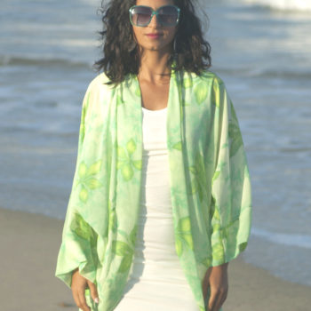 Green Tropical Super Soft Silky Kimono Jacket. Versatile Kimono Cover