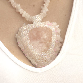 Rose Quartz Heart Beaded Necklace