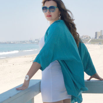 Soft Turquoise Bamboo Silk Beach Kimono. Made to Order.